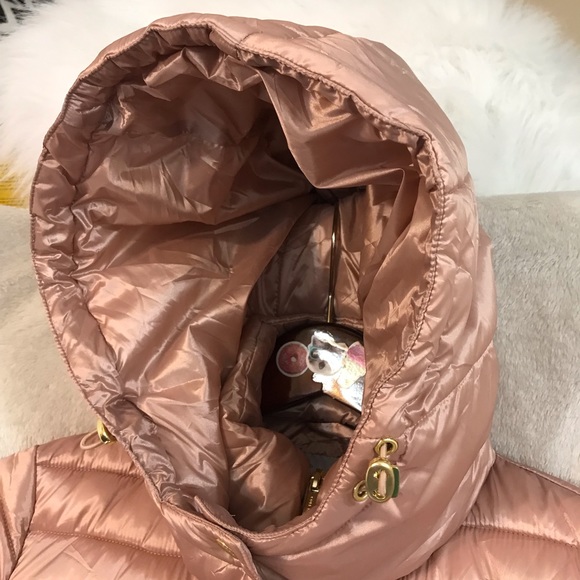 Cole Haan Signature pink metallic puffer jacket vegan “down” filled belted coat - Picture 10 of 16